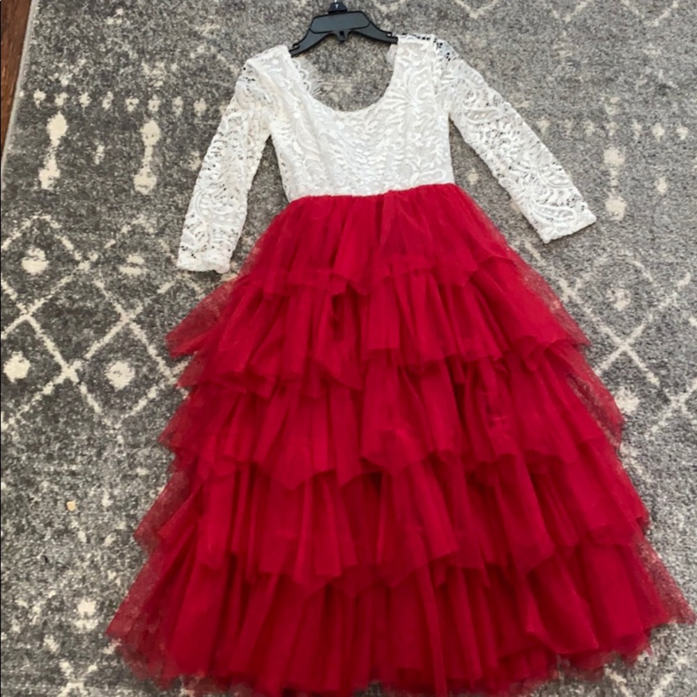 Red ruffle dress